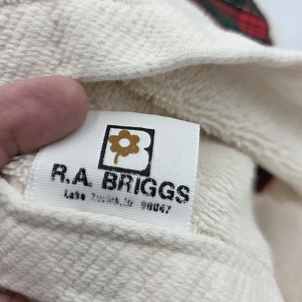 Vtg. R. A. Briggs Christmas Goose Duck 2 Bath Towels Red Green Gold Plaid Ivory
